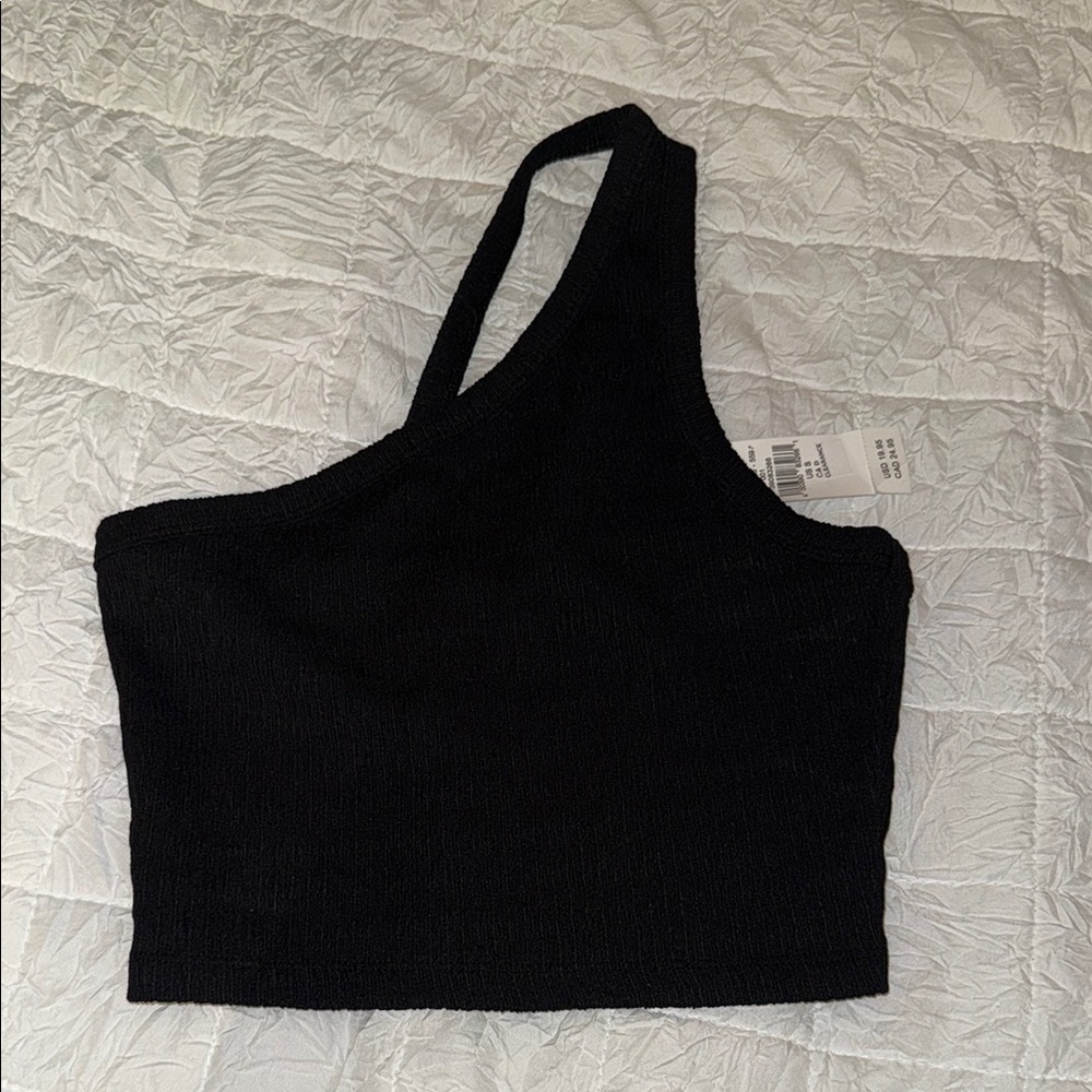 Black One-Shoulder Women's Top